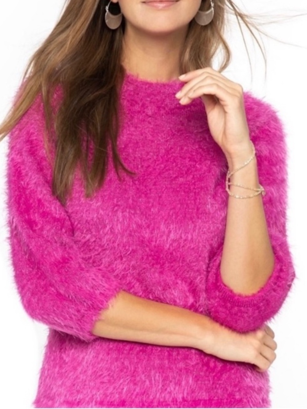NEW NIC + ZOE PINK FUZZY SWEATER